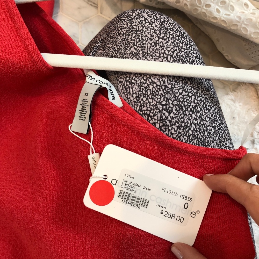 Red/pink midi tight autumn cashmere dress